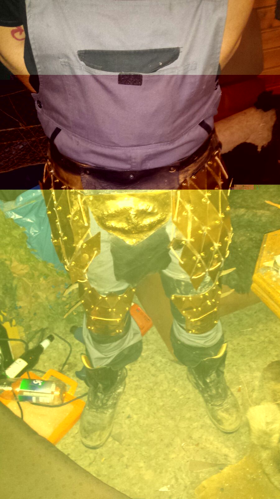 Beinschienen + Rock fast fertig und mal angezogen.